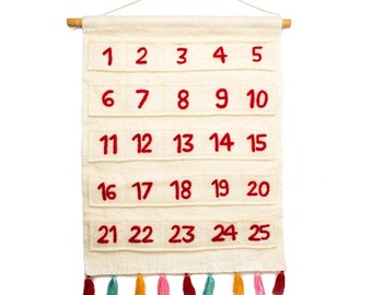 Felt Advent Calendar, Christmas Advent Calendar, Wall Hanging with Pockets, Handmade