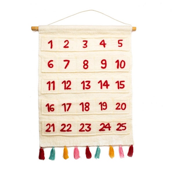 Felt Advent Calendar, Christmas Advent Calendar, Wall Hanging with Pockets, Handmade