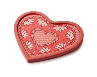 Sweet Heart Serving Tray, Heart-Shaped Serving Platter, Mango Wood, Decorative Tray, Popular Gift