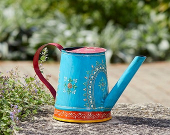 Hand Painted Floral Design Watering Can, Recycled Iron, Rangeni Design, Mehndi Style, Unique Eco-Friendly Design, Popular Mothers Day Gift