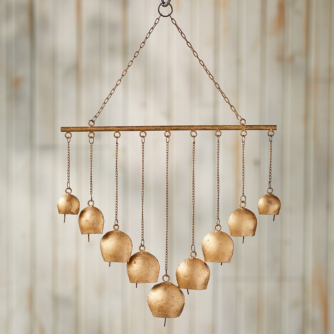 Golden Bells Wind Chime, Indoor, Outdoor, Unique Wind Chime, Light Ring