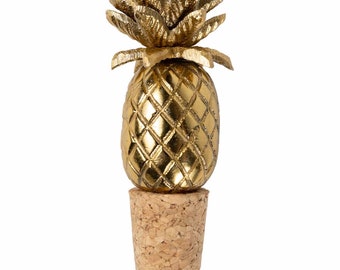 Pineapple Wine Stopper, Novelty Wine Stopper, Aluminum Bottle Topper, Gold-Plated, Cork Plug, Handcrafted, Wine Lovers Gift, Tropical Charm