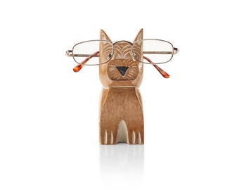 Sit and Stay Eyeglass Holder, Handcrafted Mango Wood Dog Glasses Holder, Dog Lovers Gift, Unique Desk Decor, Popular Mothers Day Gift