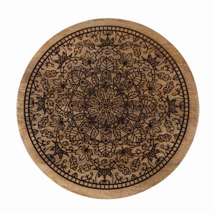 Mango Wood Lazy Susan, Mandala Design, 12 inch, Handcrafted Centerpiece