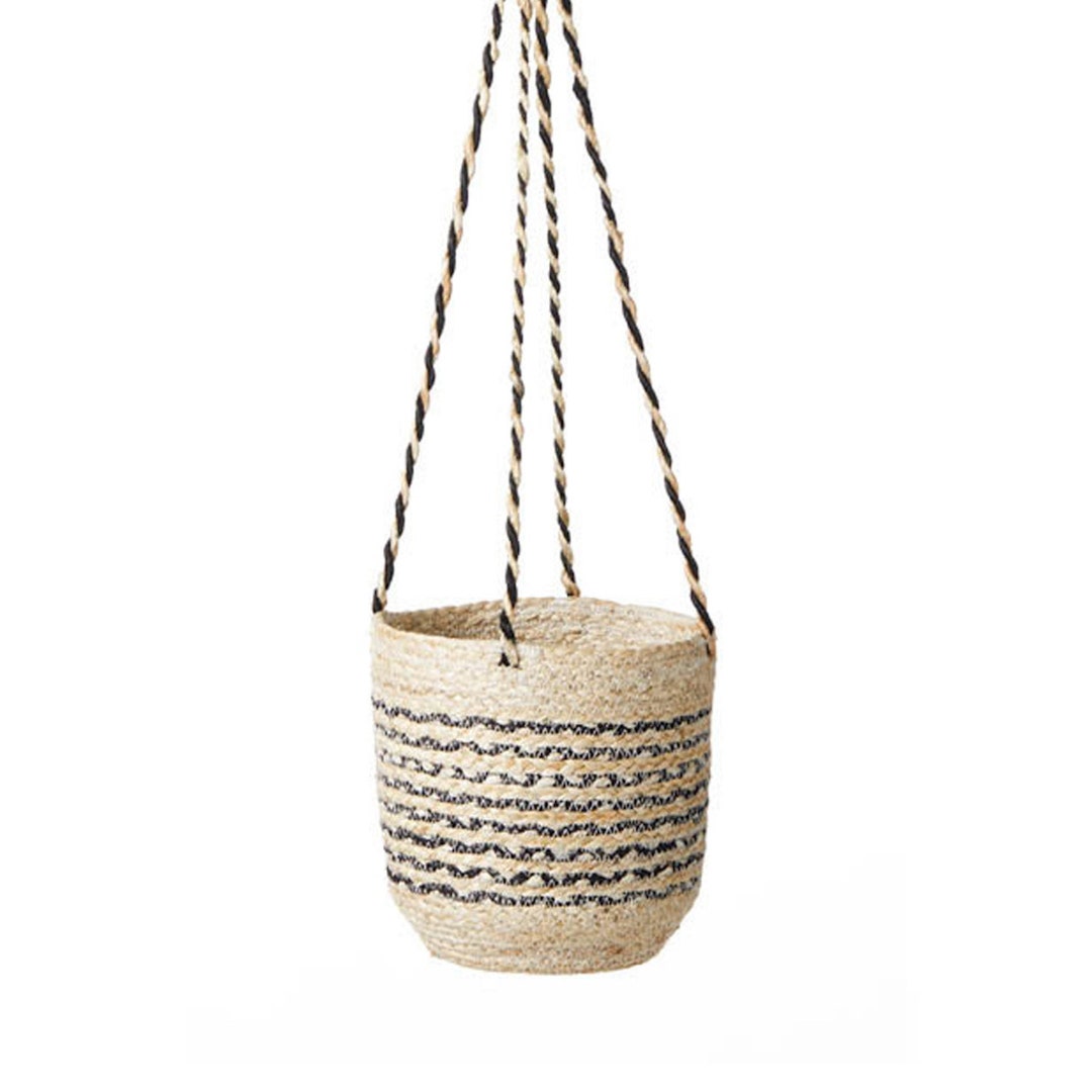 Striped Hanging Jute Plant Basket Indoor, Small Indoor Plant Hanger Etsy