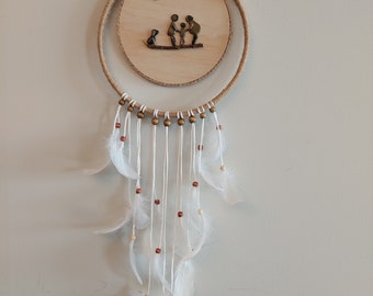 Macrame and Pebble Art- Dream Catcher- Love- Lovely Family- Dog with Family- Wall Décor