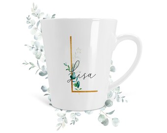 Personalised Coffee Mug - Initial and Name Custom Latte Coffee Mug - Gift for Her - Best Friend Gifts - Daughter Gift - LMG06