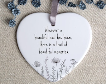 Sympathy Gift, Wherever a Beautiful Soul Porcelain Ornament, Bereavement Gift, Sorry for Your Loss Keepsake, Condolences Gifts - H0111
