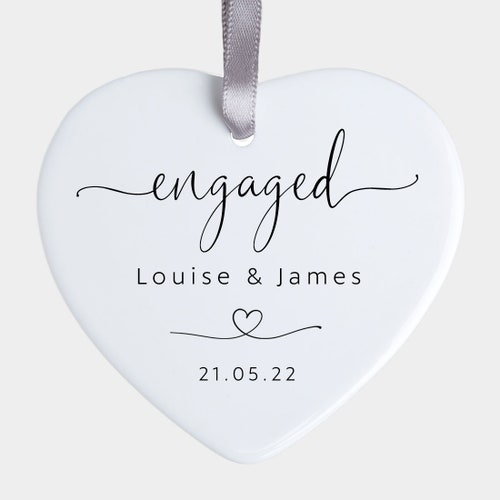 Personalised Engagement Gift, Porcelain Ornament, Congratulations Engaged Keepsake - HO36