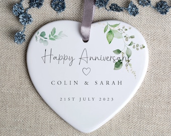 Personalised Happy Anniversary Gift - Porcelain Ornament - Wedding Anniversary Keepsake -  HO71