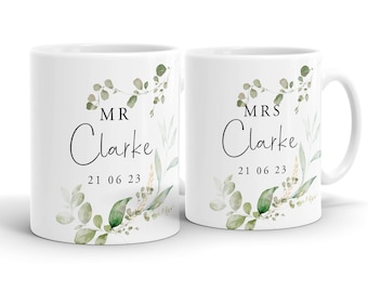 Personalised Wedding Gift - Bride and Groom Coffee Mugs - Mr and Mrs Mugs - Anniversary Gifts - MG916
