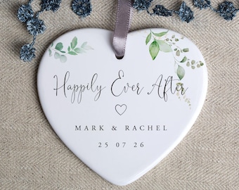 Personalised Wedding Gift - Porcelain Ornament - Gift for Newlyweds - Husband and Wife Keepsake - Just Married Gift - HO136
