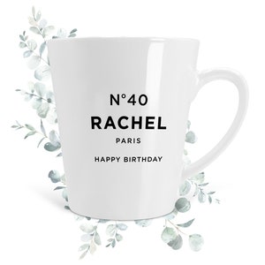 Personalised 40th Birthday Gift  - Latte Coffee Mug - Birthday Gifts for Women - Custom Name Mug - Gift for Her - LM02