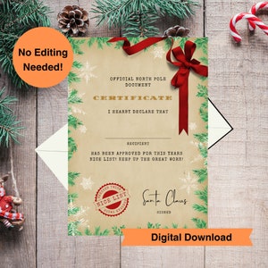 Printable personalised Santa’s “Nice list” certificate letter Christmas Eve box stocking filler secret Santa 2023 Christmas