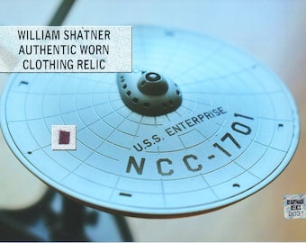 William Shatner Worn Relic Photo Display - Star Trek TNG Captain Kirk USS Enterprise The Next Generation Spock Geek Gift Cult Wall Decor