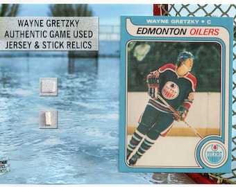 Wayne Gretzky Game Used Stick & Worn Jersey Dual Relic Photo Display Rookie Card Edmonton Oilers Hockey Hall of Fame NHL New York Rangers