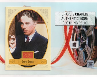 Charlie Chaplin Worn Relic Photo Display - Silent Film Star Wardrobe Costume Academy Award Winner Hollywood Icon Actor Wall Art Decor Rare