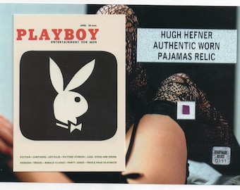 Hugh Hefner Worn Relic Photo Display - Playboy Magazine Founder Pop Culture Icon Mansion Grotto Playmate Centerfold Wall Art Decor Rare COA