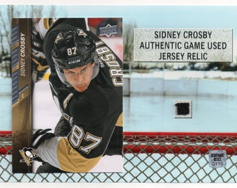 Sidney Crosby Game Used Worn Jersey Relic Photo Display - Hockey Card Pittsburgh Penguins Future Hockey Hall of Fame NHL Gift For Husband