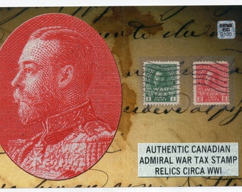 King George V Admiral War Tax Stamp Photo Display - Relics Relic KGV Canada Canadian Philately Postage Back of Book BOB History Wall Decor