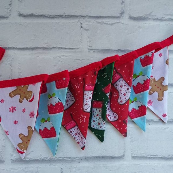 Christmas fabric bunting. Mantel/ fireplace bunting