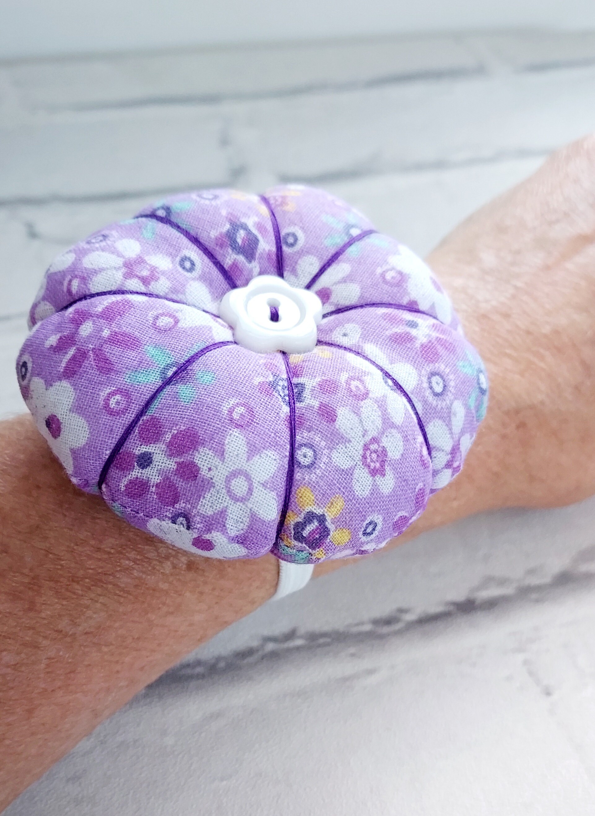 Wrist Pin Cushion Sewing Gift Pin Cushion With Pins Lilac Pin Cushion 