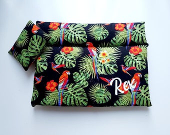 Bearded Dragon bed, Reptile padded bed with pillow, Tropical design, Personalised option available