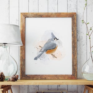 Tuftted Titmouse Aquarelle Titmouse Art Print Aquarelle Oiseaux Art Titmouse Wall Decor Bird Lover Gift Bird Nursery Print Watercolor