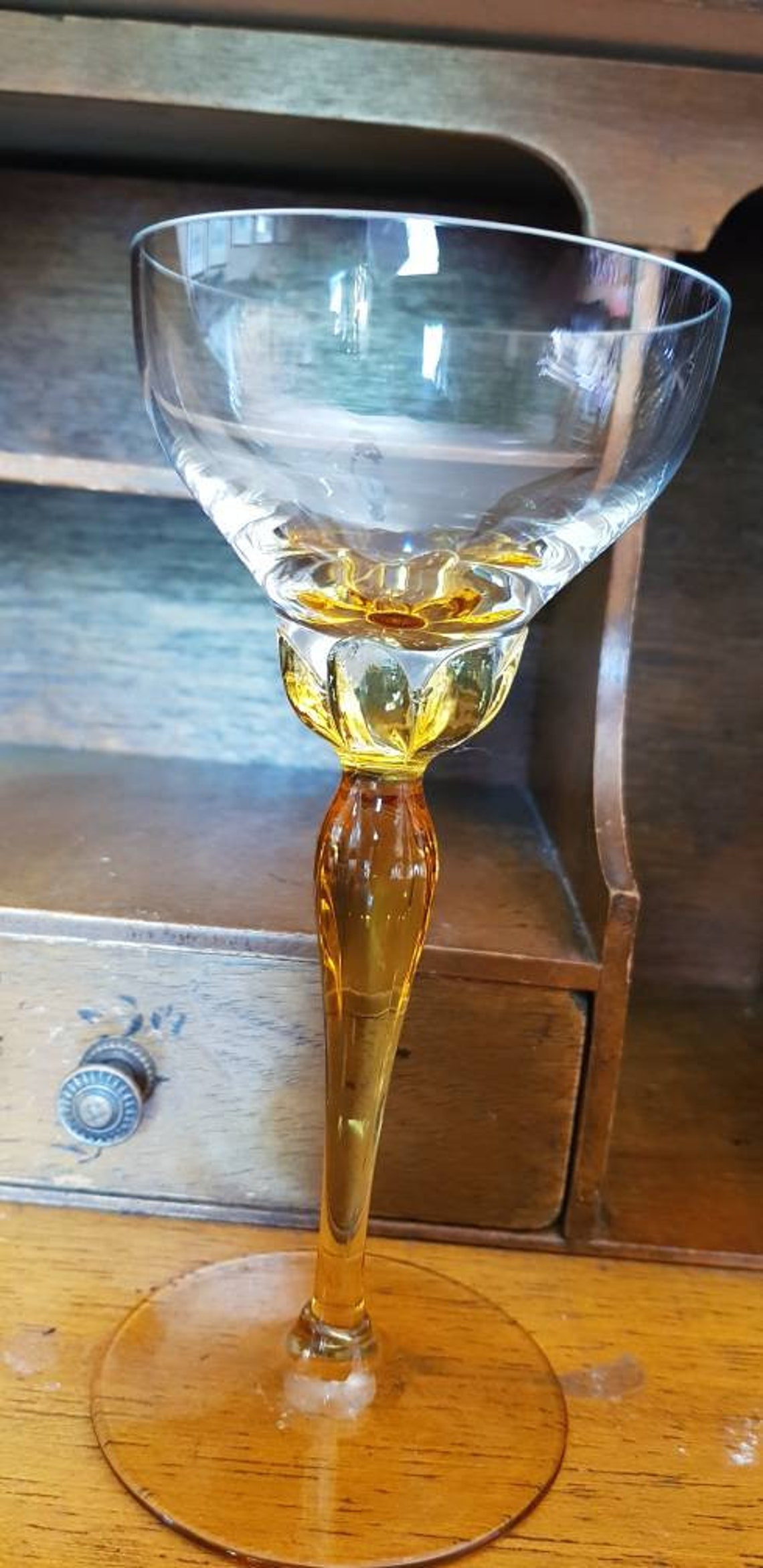 4 Amber stemmed vintage sherry/port glasses Etsy