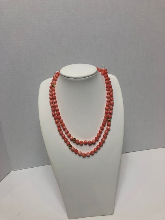 Midway coral and 14k bead necklace