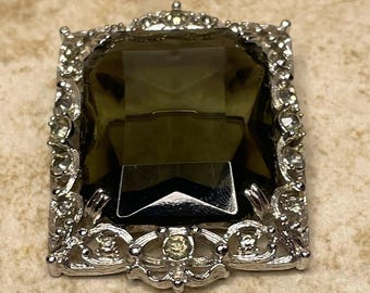 Vintage 1962 Sarah Coventry Brooch | Smokey Gray Crystal Rhinestone Jewelry