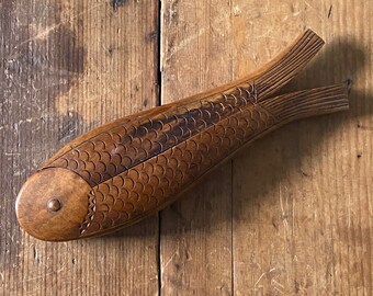 Primitive wooden fish nutcracker