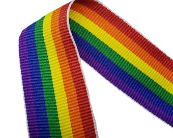 Rainbow Stripe Grosgrain Fabric Ribbon Gay LGBT LGBTQ Crafting 10 100 meters various widths
