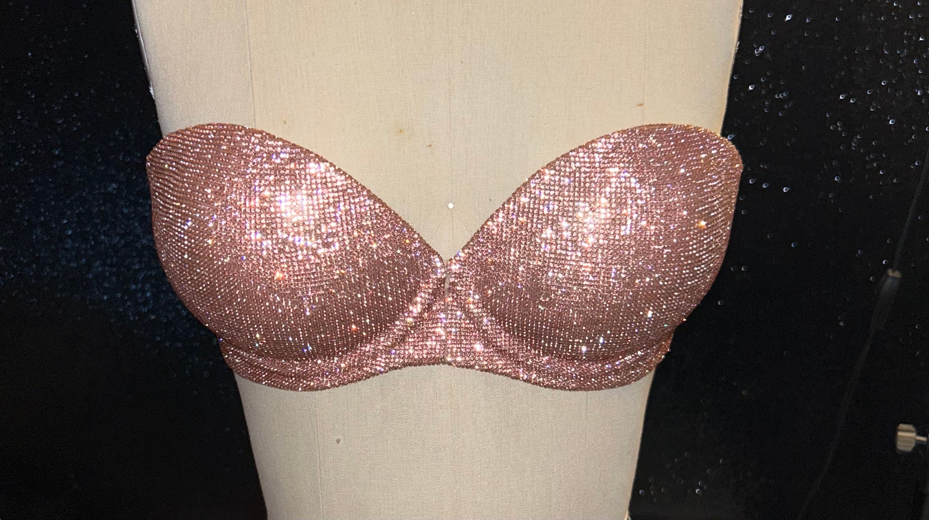 PINK SPARKLE STAR BRALETTE - BLACK / GOLD