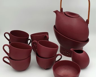 PER REHFELDT Søholm Tableware Dusty Burgundy Red ÅBO Ceramic Teapot set Scandinavian Modern