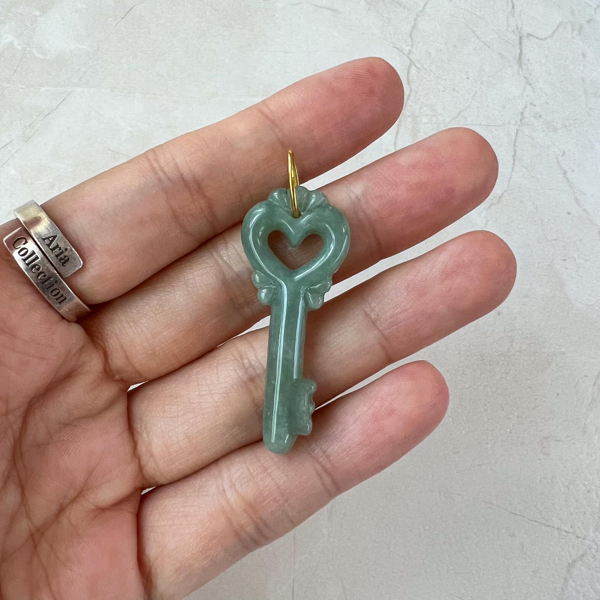 Jade Heart Key Pendant With 18K Gold, YO-0424-1722862470 - Etsy