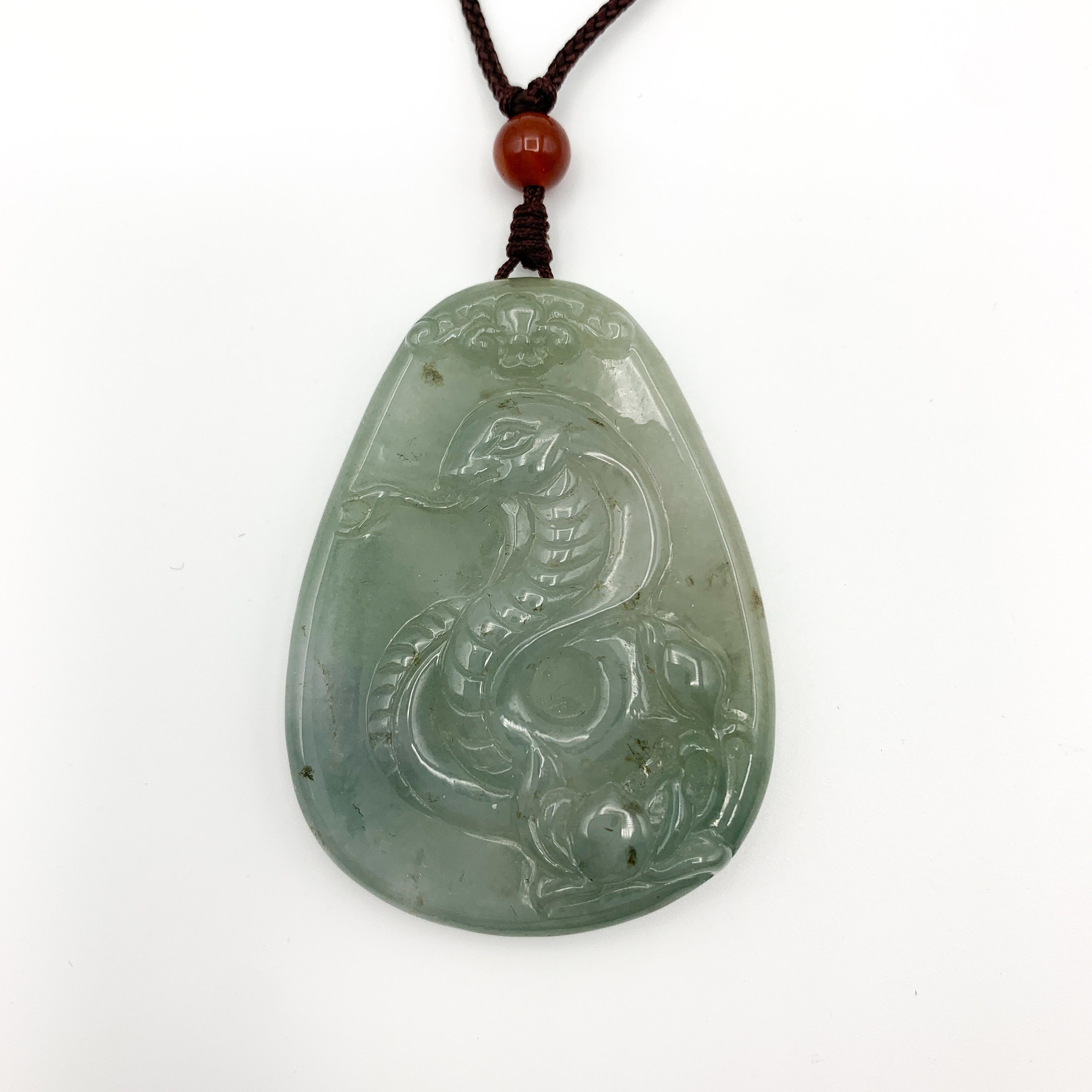 Jadeite Jade Snake Chinese Zodiac Carved Pendant Necklace Etsy