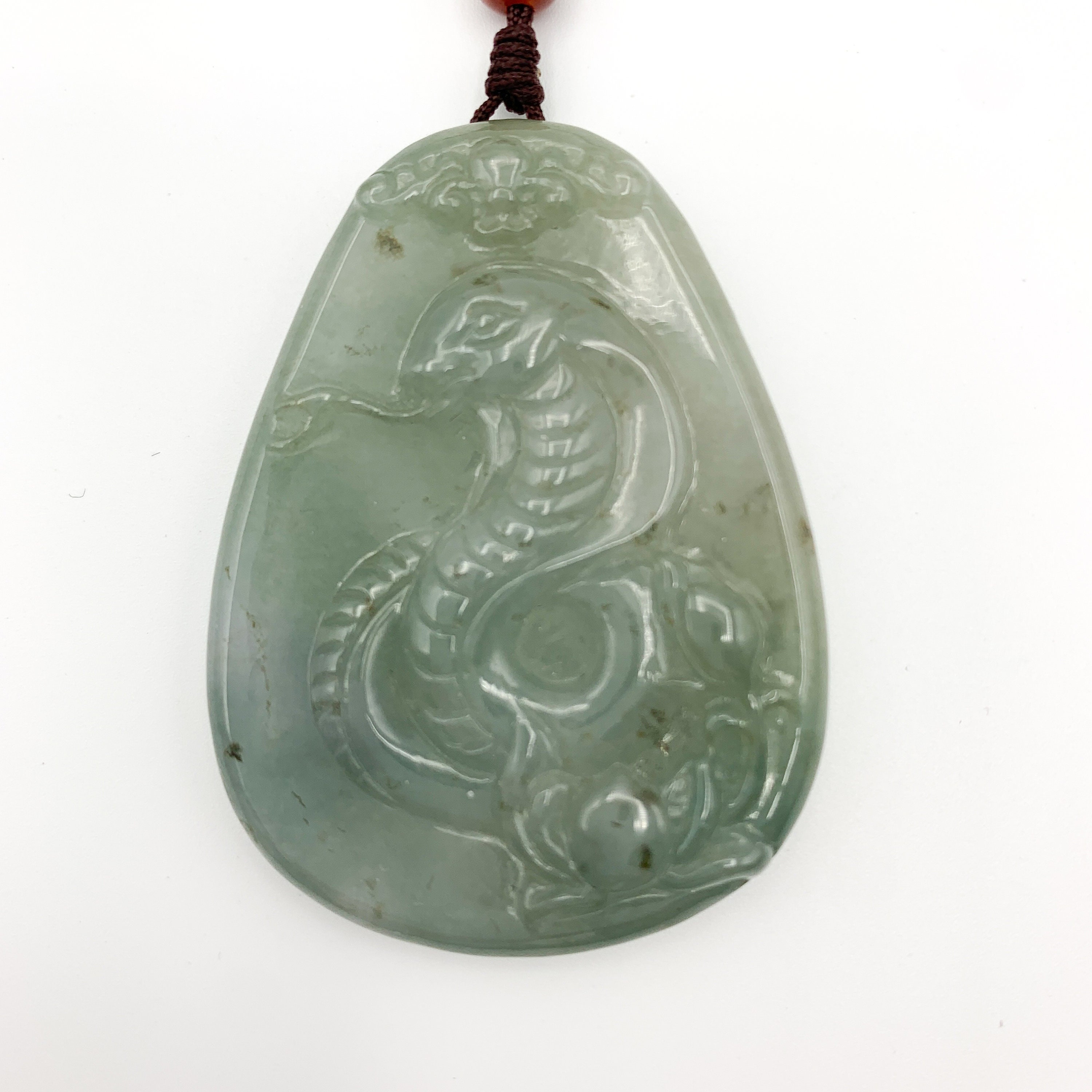 Jadeite Jade Snake Chinese Zodiac Carved Pendant Necklace Etsy