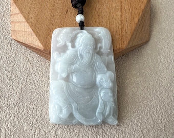 Colgante Guan Gong, Dios Guardián de la Guerra, jadeíta blanca, Guan Yu, tallado, YJ-0422-0401973