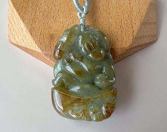 Colgante de jade de cerdo de la prosperidad, collar colgante tallado del zodíaco chino de jabalí de cerdo de jadeíta, 豬八戒, YW-0110-1646980410