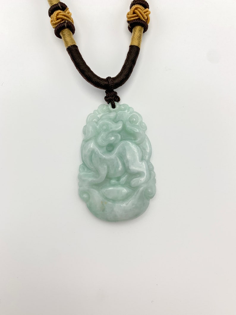 Jadeite Jade Dog Chinese Zodiac Carved Pendant Necklace