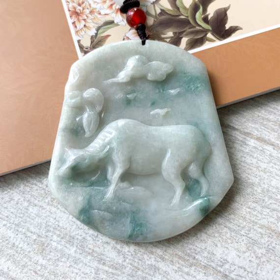 Ox Jadeite Jade Bull Cow Chinese Zodiac Carved Rustic