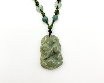 Jadeite Jade Pig Boar Chinese Zodiac Carved Pendant Necklace, YW-0321-1646926297
