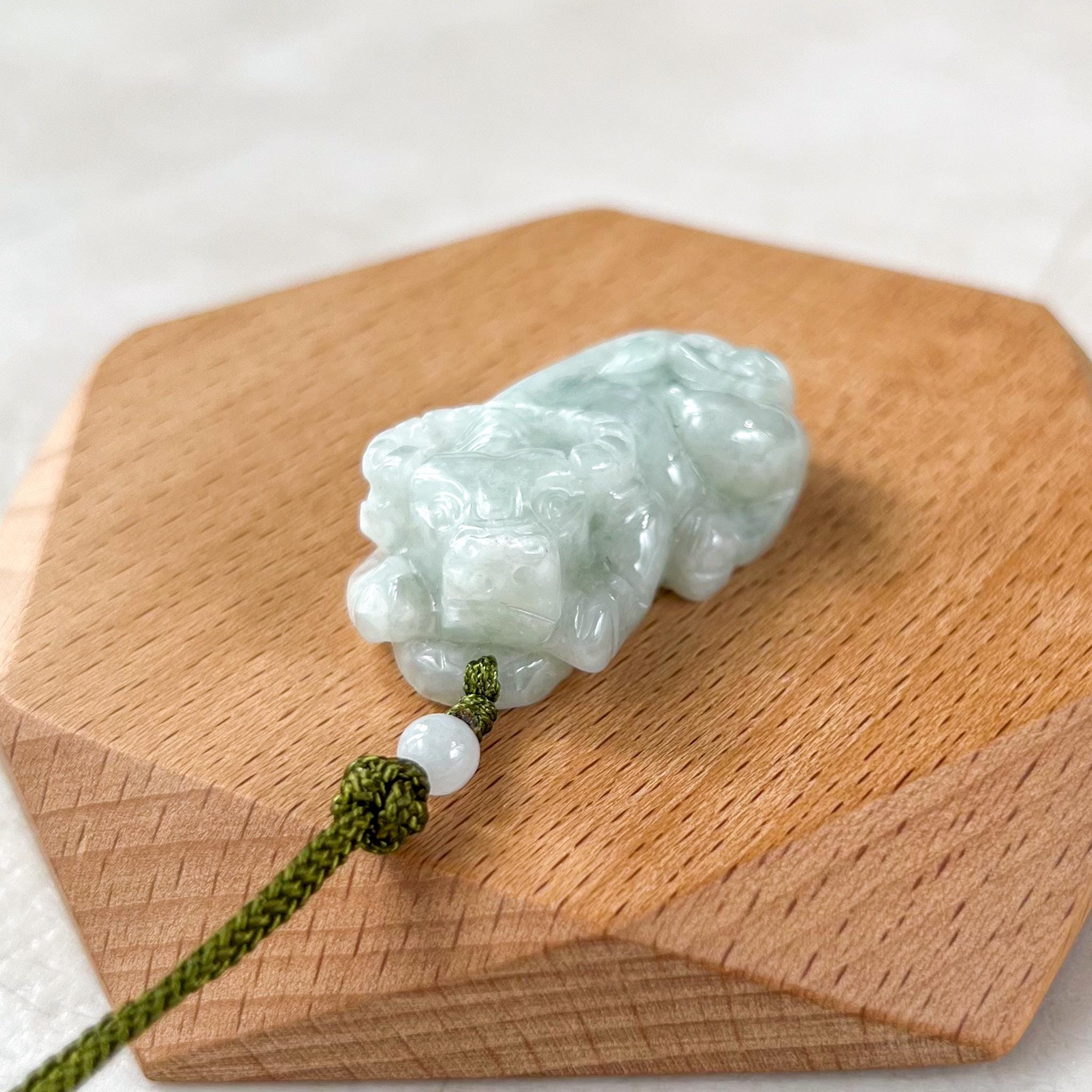 Jadeite Jade Ox Bull Cow Chinese Zodiac Carved Necklace (right