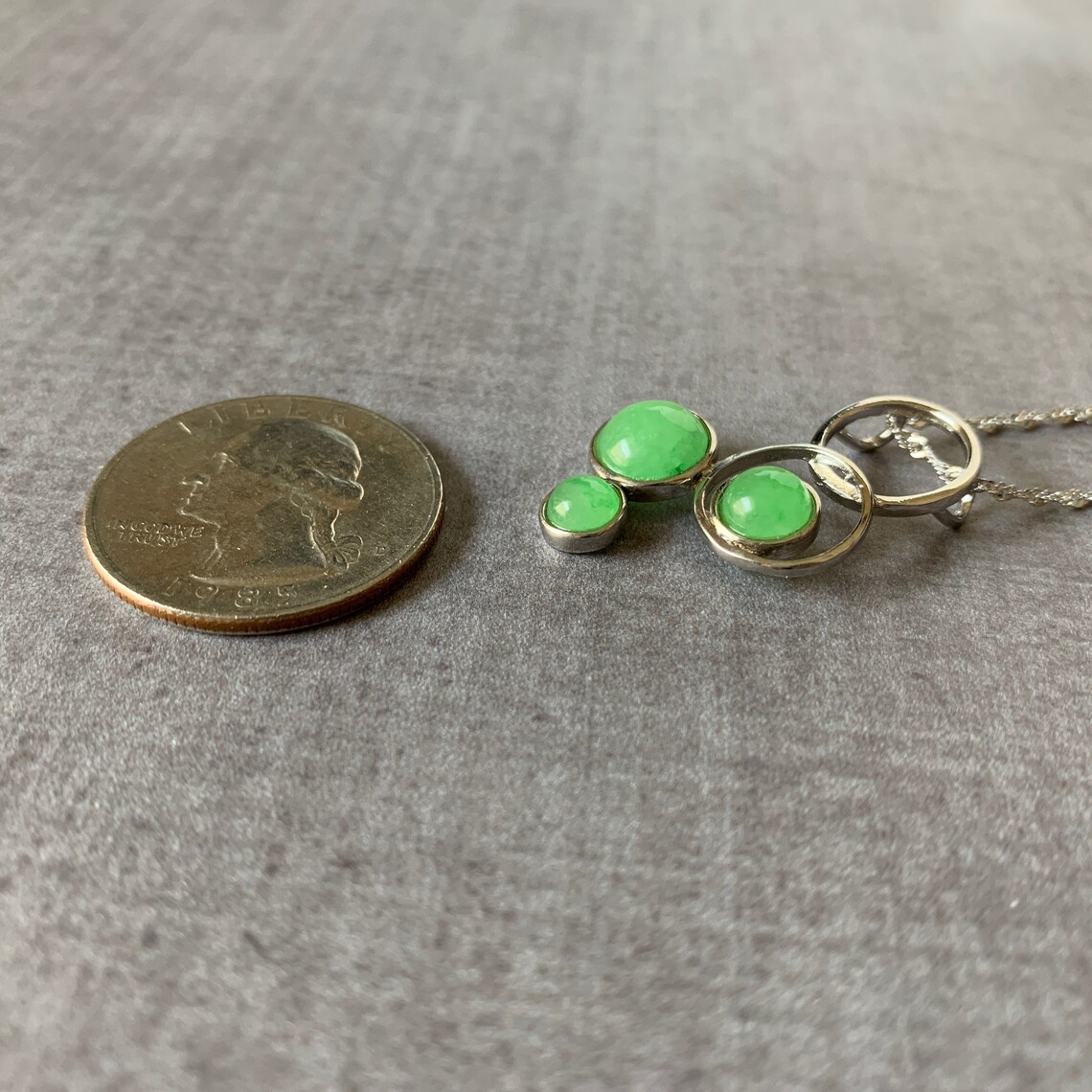Jade Circle Sterling Silver Necklace | Etsy