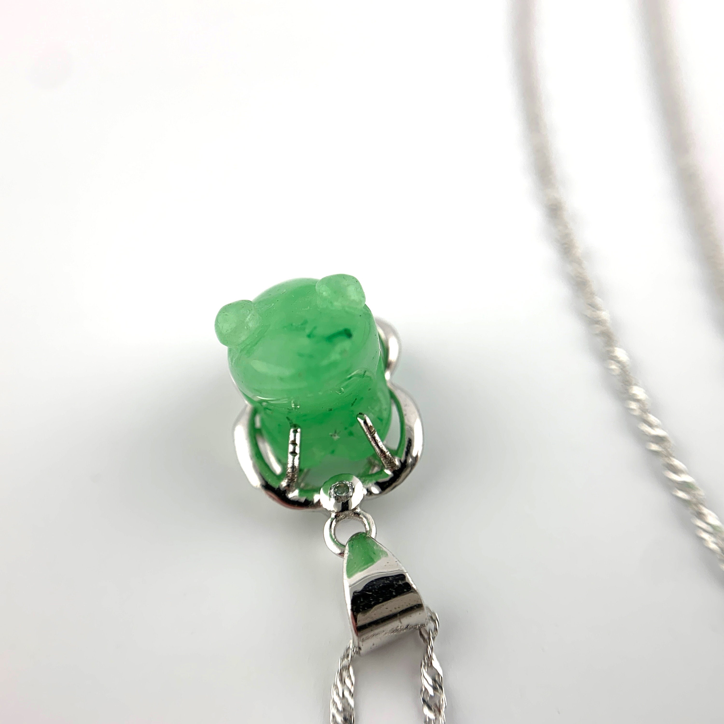Jade Frog Sterling Silver Necklace Etsy