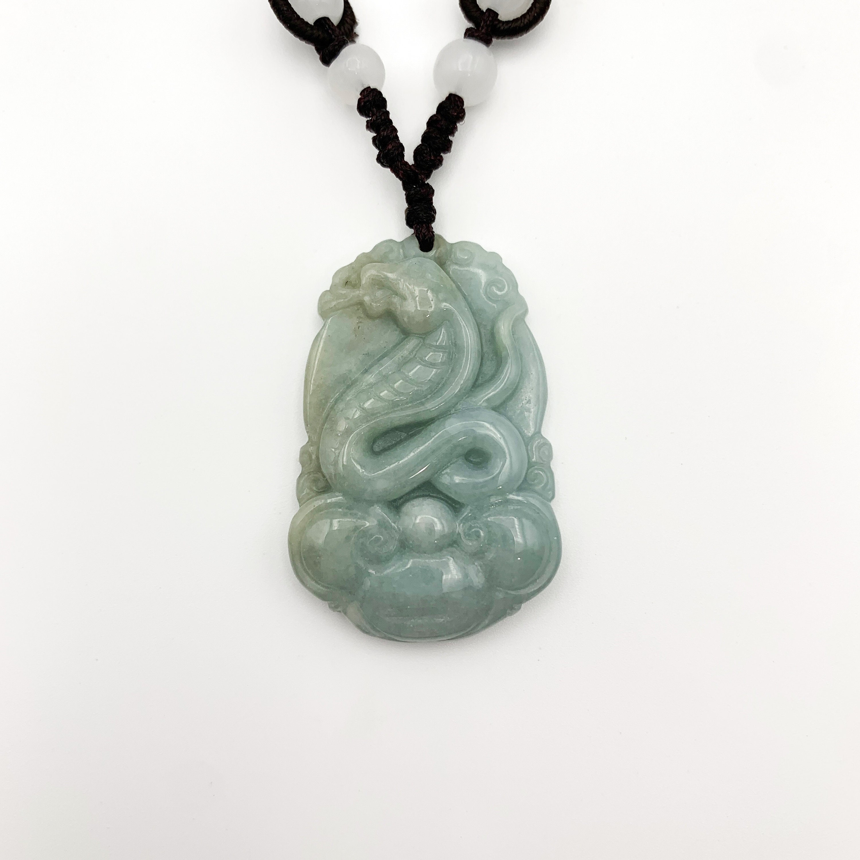 Jadeite Jade Snake Chinese Zodiac Carved Pendant Necklace Etsy