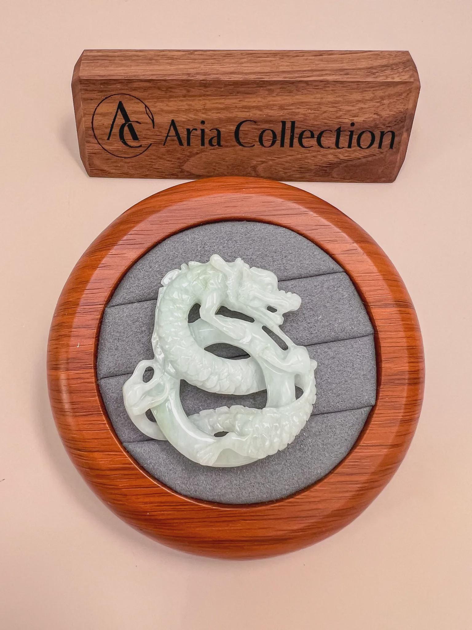Large Jadeite Jade Dragon Pendant Necklace, Chinese Zodiac, Hand