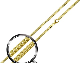 1.3 mm Gold Plated 925 Sterling Silver Franco Chain, Gold Vermeil Chain
