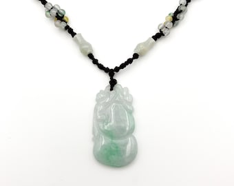 Jadeite Jade Peach Carved Necklace, Green Jade Pendant, Green Jade Necklace, YW-0110-1646463196